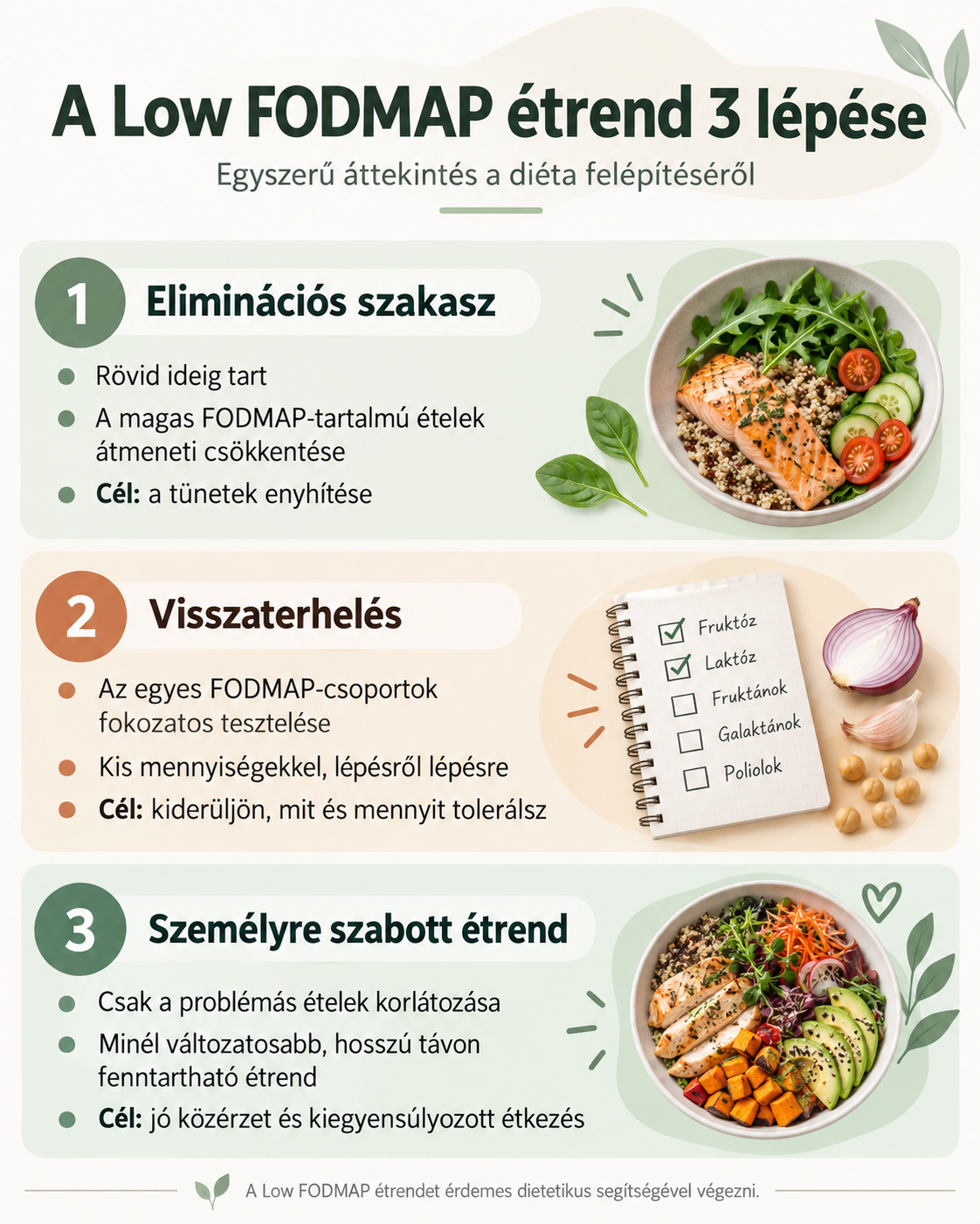 A Low FODMAP étrend három lépése: elimináció, visszaterhelés és személyre szabás